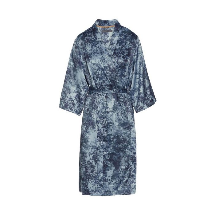 Essenza Damenbademantel Sarai Aurelie Kurzform Polyester Kimono-Kragen Gürtel mit Blumen- und Baummotiven