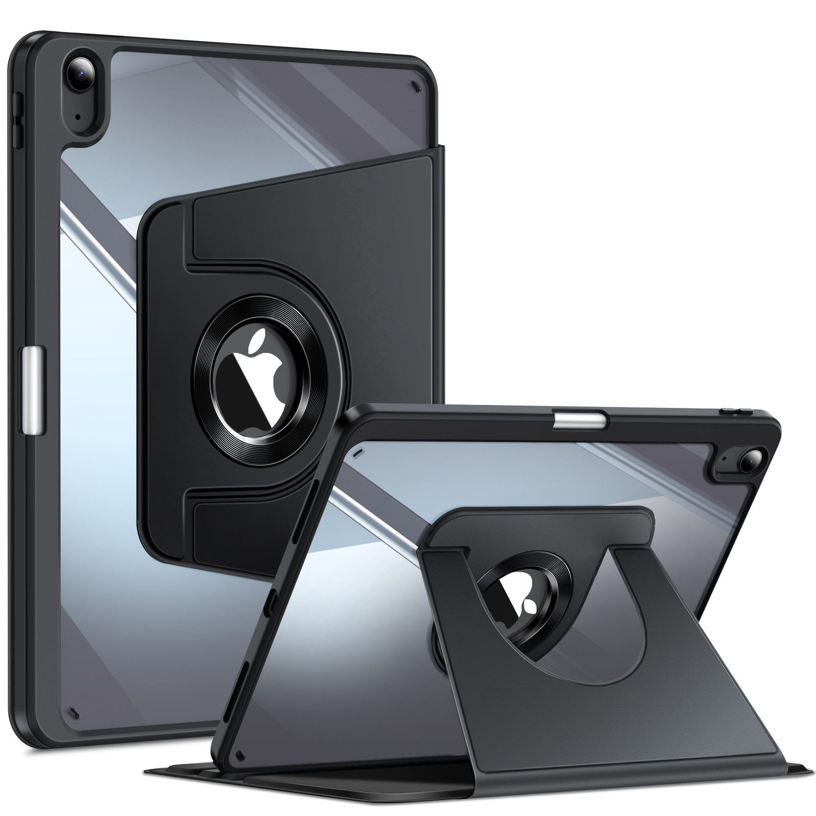 Fintie Tablet-Hülle für iPad Air 11'' M4/M3/M2(2026/2025/2024), iPad Air 5/4 Gen 2022/2020 10,9 Zoll, mit Stifthalter, 360° drehbar, klar Acryl-Rückseite, stoßfestem Rahmen