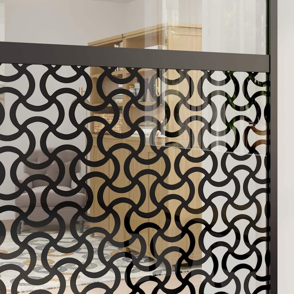 furnicato Schiebetür Glastür 102,5 x 2 x 205 cm Schwarz, Platzsparende Raumtrennung mit verstellbarem Stopper für innen – Bild 4 von 5