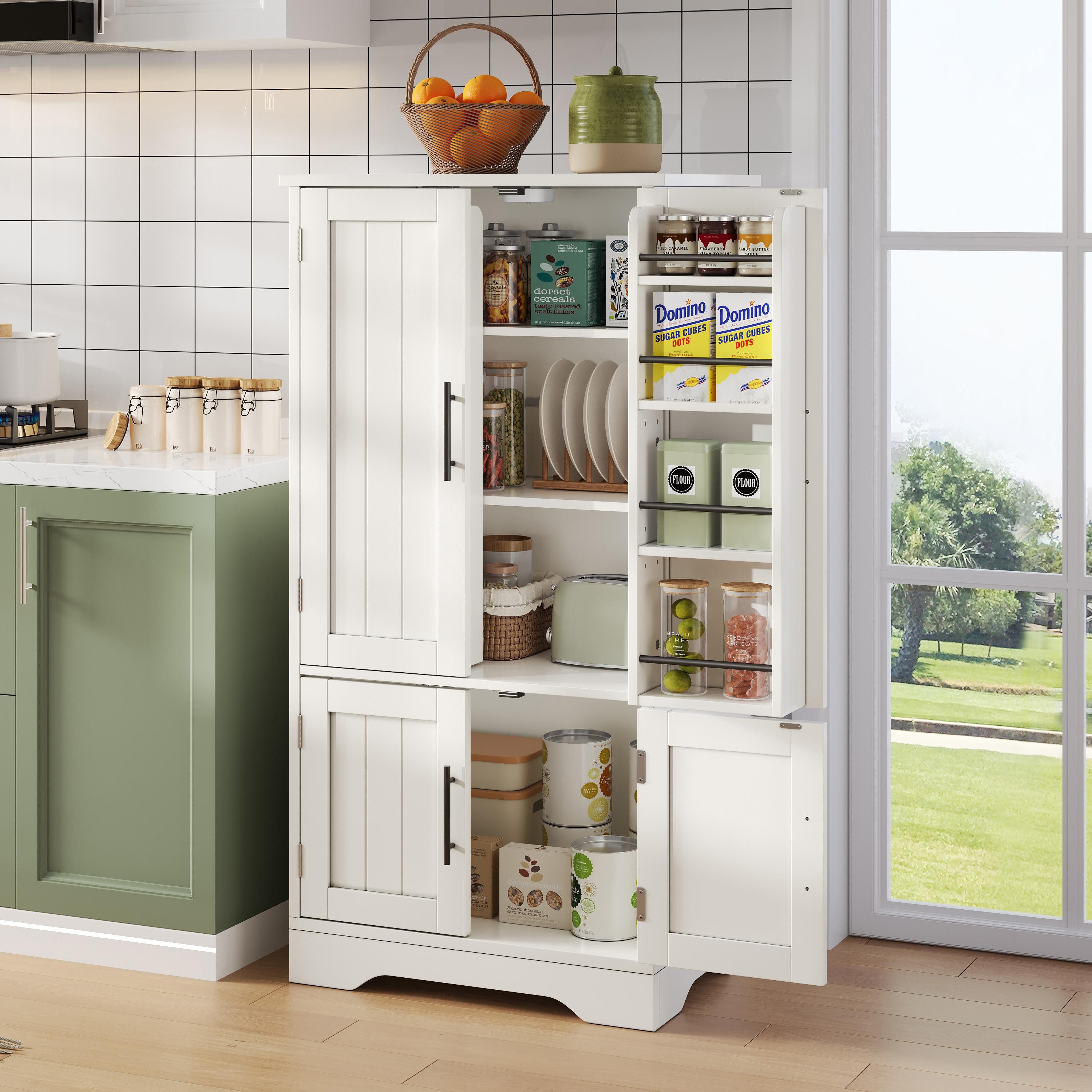 Flieks Hochschrank Küchenschrank mit LED-Sensorlicht mit verstellbaren Rega günstig online kaufen