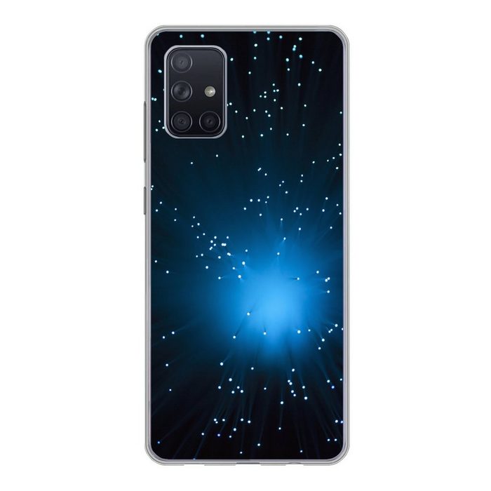 MuchoWow Handyhülle Blaues Glühen vor schwarzem Hintergrund Handyhülle Samsung Galaxy A51 5G Smartphone-Bumper Print Handy