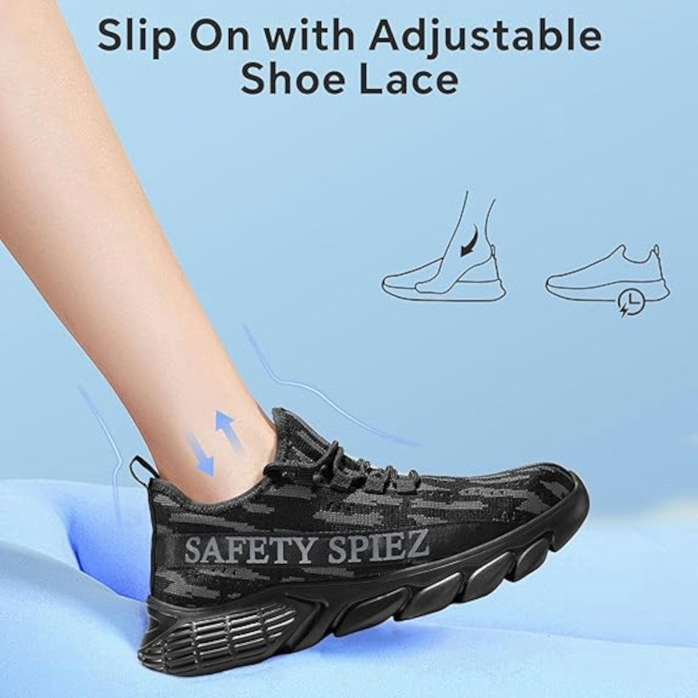 UE Stock Unisex Leichte atmungsaktive Arbeitsschuhe Sneaker Gr. 37 Schwarz Grau Arbeitsschuh perfekt für verschiedene Arbeitsumgebungen – Bild 5 von 5