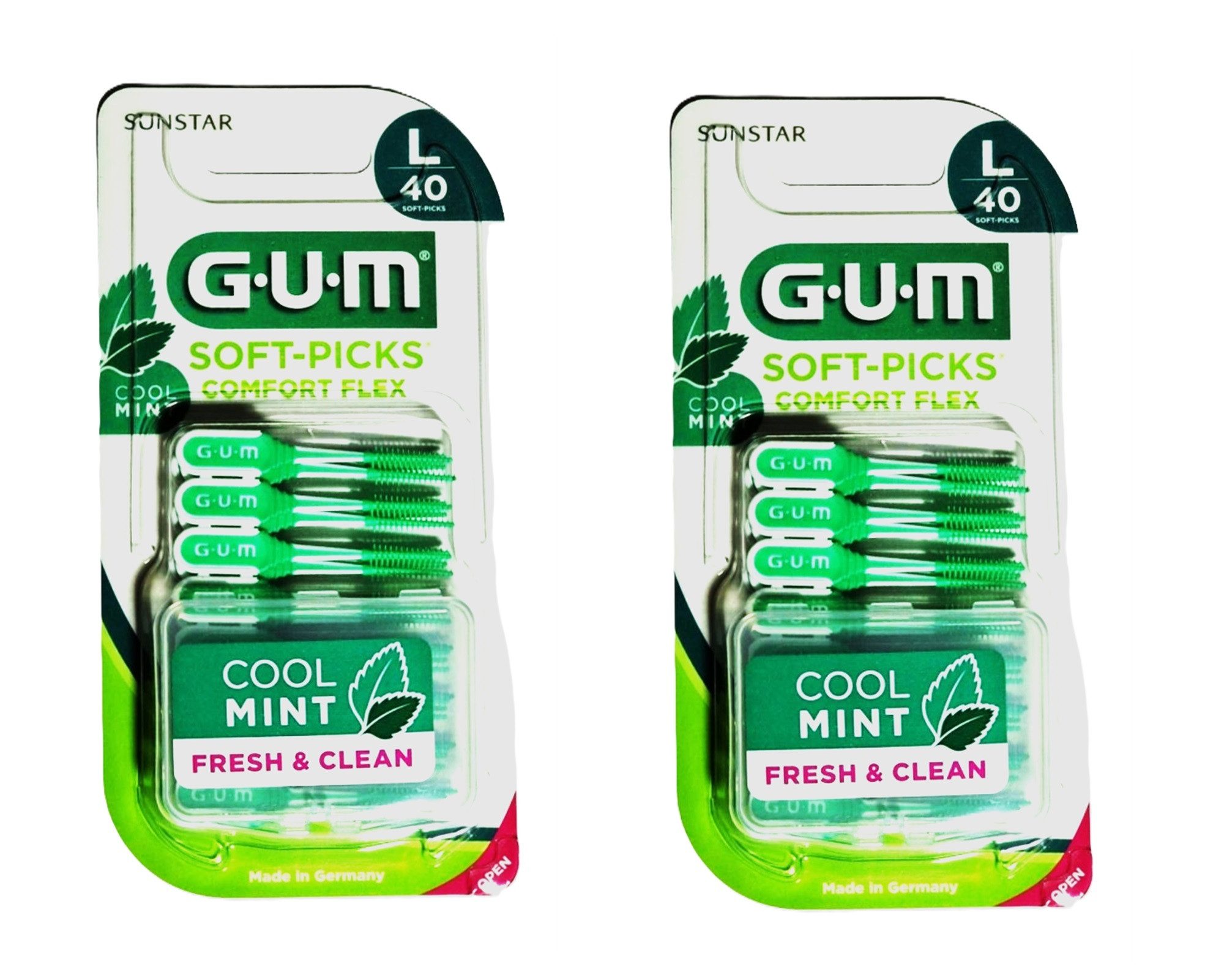 GUM Interdentalbürsten GUM SOFT-PICKS Comfort Flex mint - large 2x 40 Stück (1,3 - 1,5 mm)