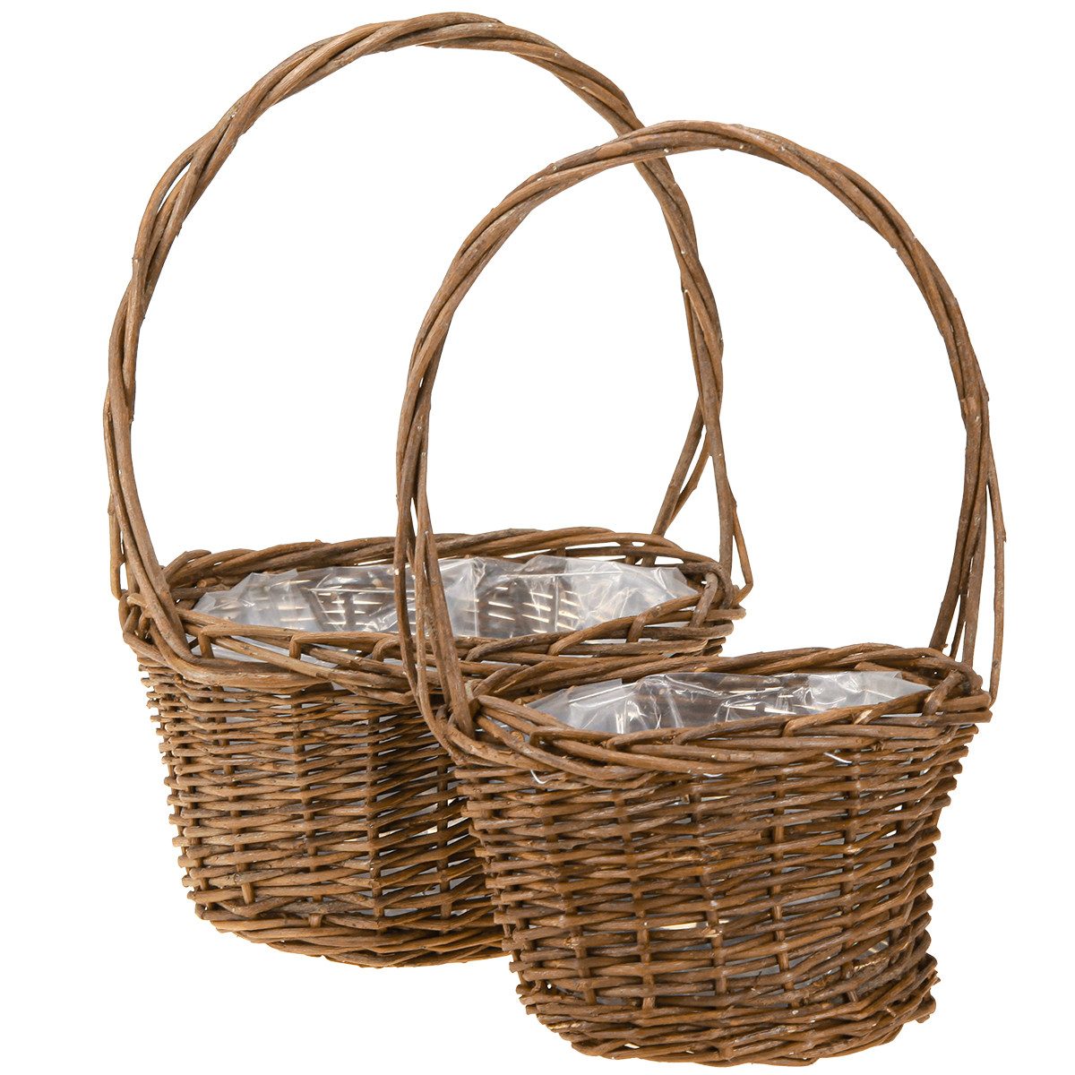 Dekokorb Pflanzkorb Weide Set oval braun 2er Dekokorb Blumendeko