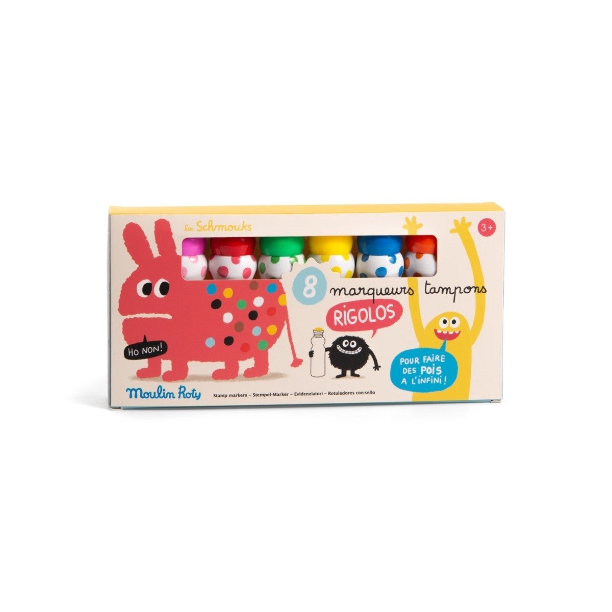 Moulin Roty Kreativset 8 Stempel Marker Malset für kreative Kinder zum Gestalten mit Lernwert, Malset