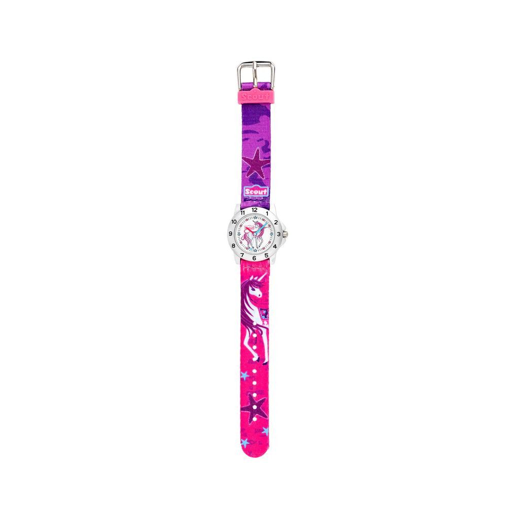 Scout Quarzuhr Action Kinderuhr 164000042 Einhorn Textilband Pink Lila 32 mm