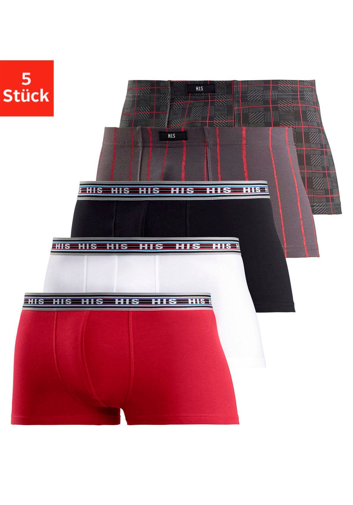 H.I.S Boxershorts (Packung, 5-St) in Hipster-Form aus Baumwoll-Stretch