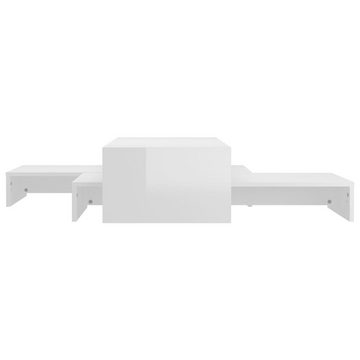 furnicato Couchtisch Satztisch-Set Hochglanz-Weiß 100x100x26,5 cm