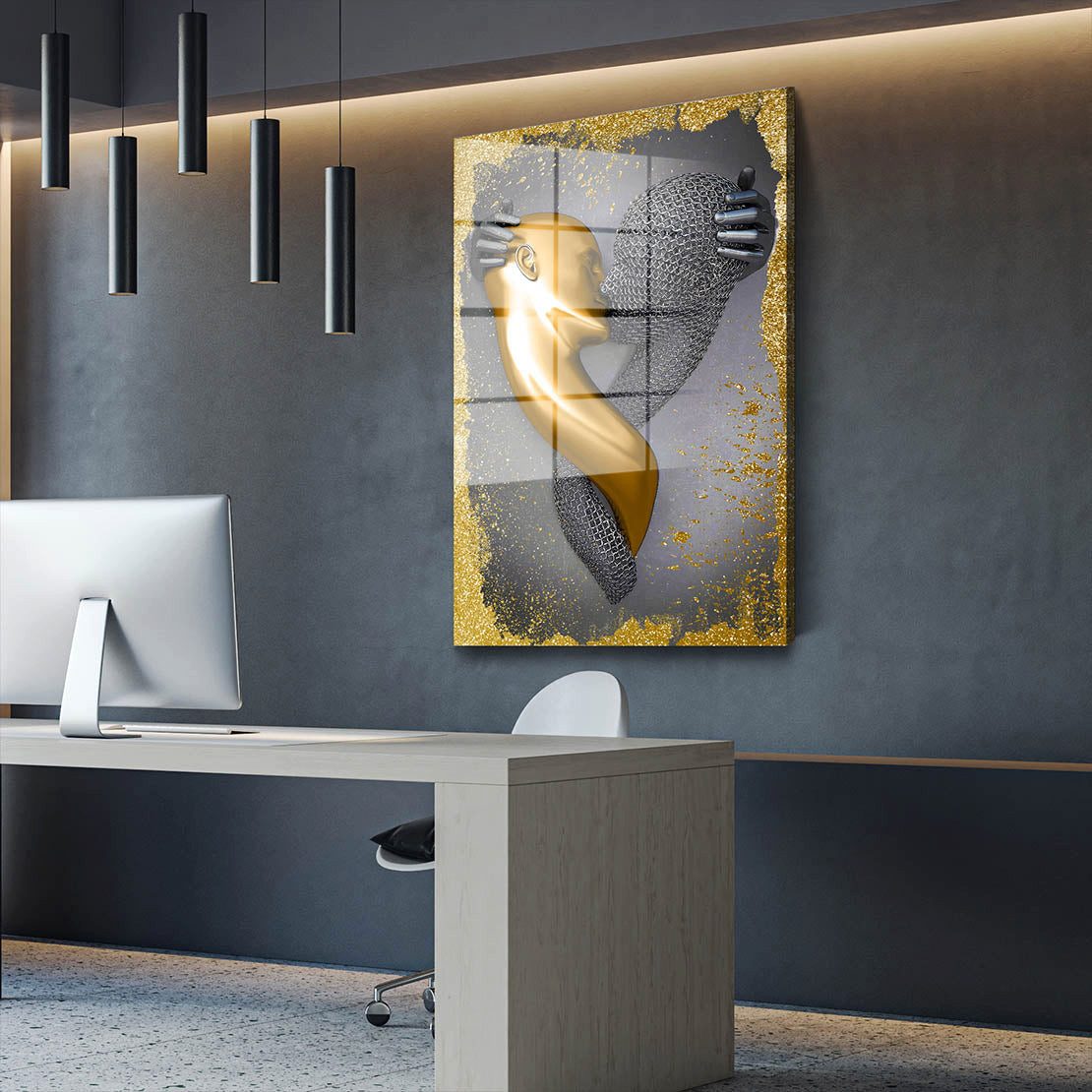 Artedinoi Acrylglasbild Abstrakt Metallfigur Kiss Metallic Acrylglas Wandbild Bild Wanddeko Wo