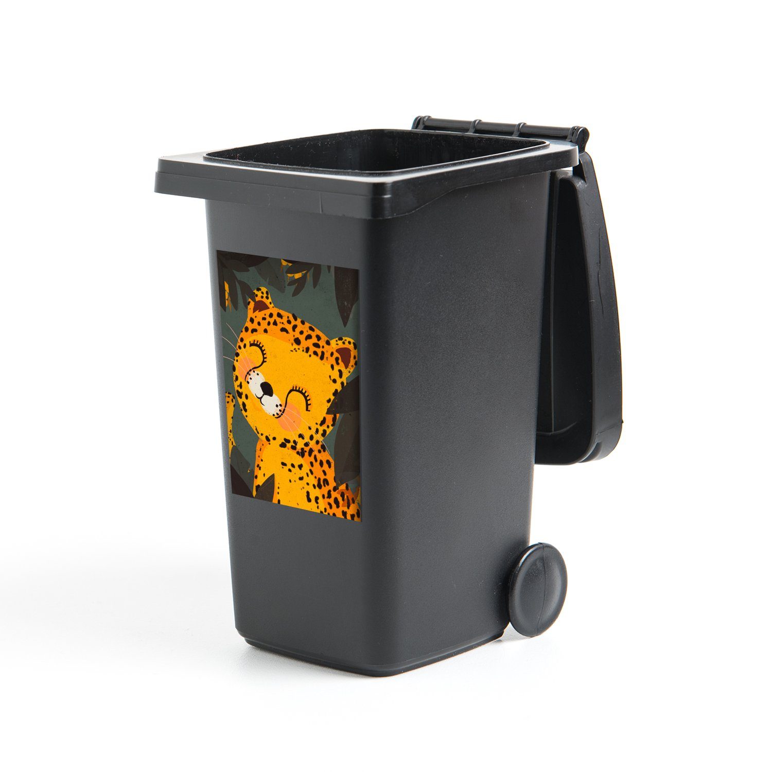 Mülltonne, Gepard (1 Mülleimer-aufkleber, - - Tiere Wandsticker Sticker, - St), Kinder Abfalbehälter Container, MuchoWow Dschungel