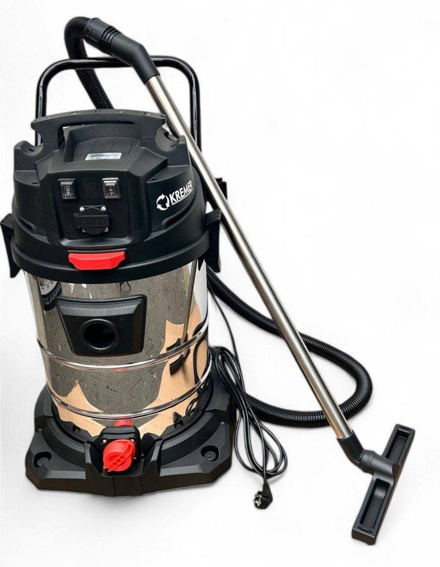 DeTec. Nass-Trocken-Sauger Industriesauger 2400 Watt Nass-/Trockensauger 65 Liter, 2400,00 W, 65-Liter-Edelstahltank, 2 Motoren mit je 1200W und Steckdose