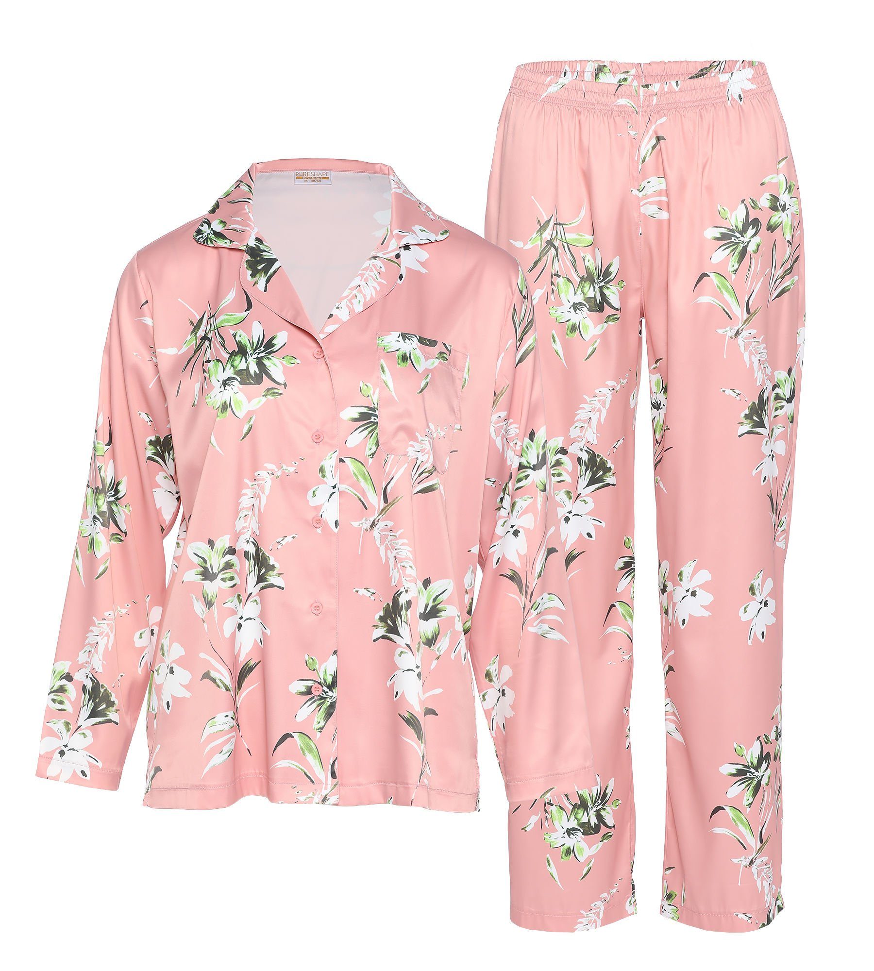 Pure Shape Pyjama Hemdbluse & Hose (Set, 2-teilig) mit Blumenprint