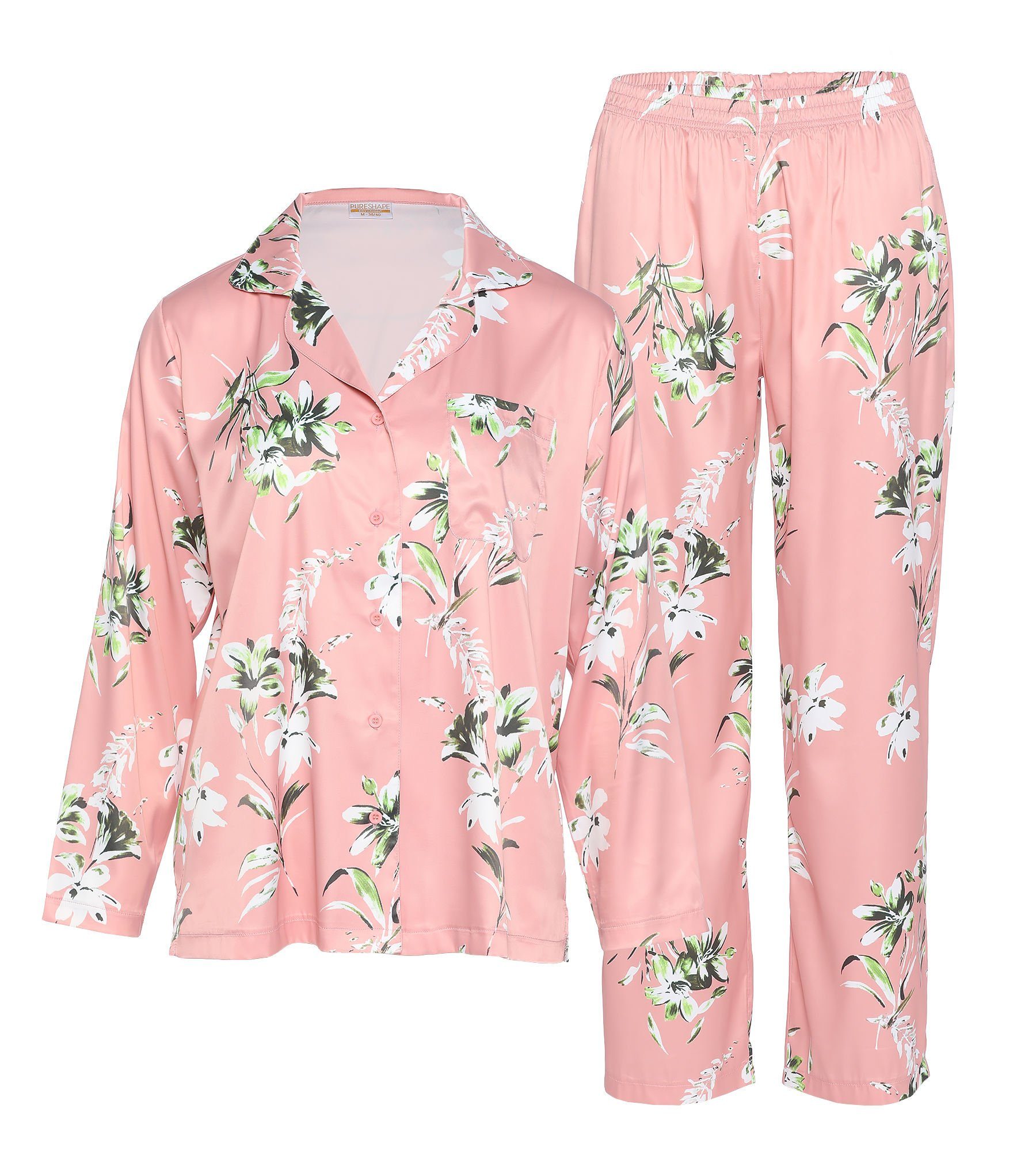 Pure Shape Pyjama Hemdbluse & Hose elastisch (Set, 2-teilig) mit Blumenprint