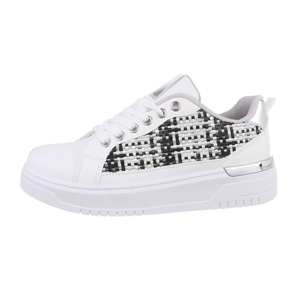 Ital-Design Damen Low-Top Freizeit Sneaker Keilabsatz/Wedge Sneakers Low in Weiß