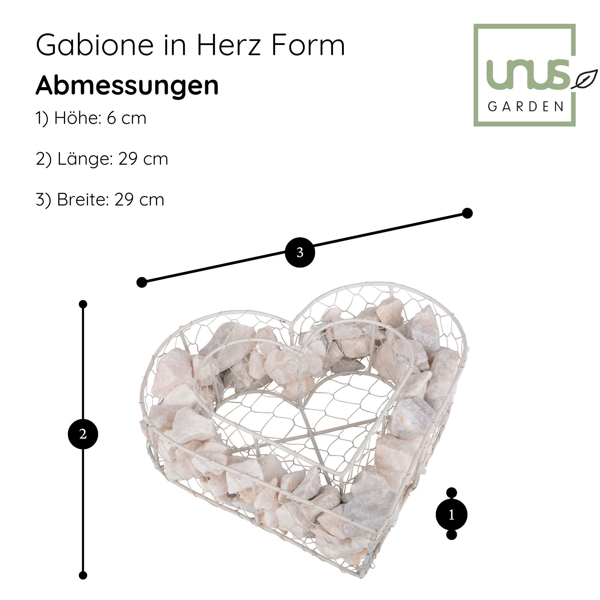 UNUS GARDEN Gartenfigur Herz Metall mit Steinen zum Bepflanzen, (1 St) – Bild 3 von 3