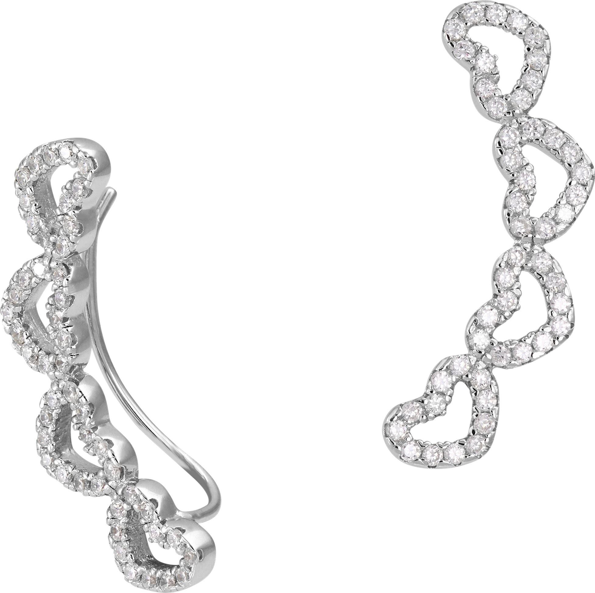 Paar Ohrklemmen SilberDream weiß Ear Cuff Herzen Ohrringe