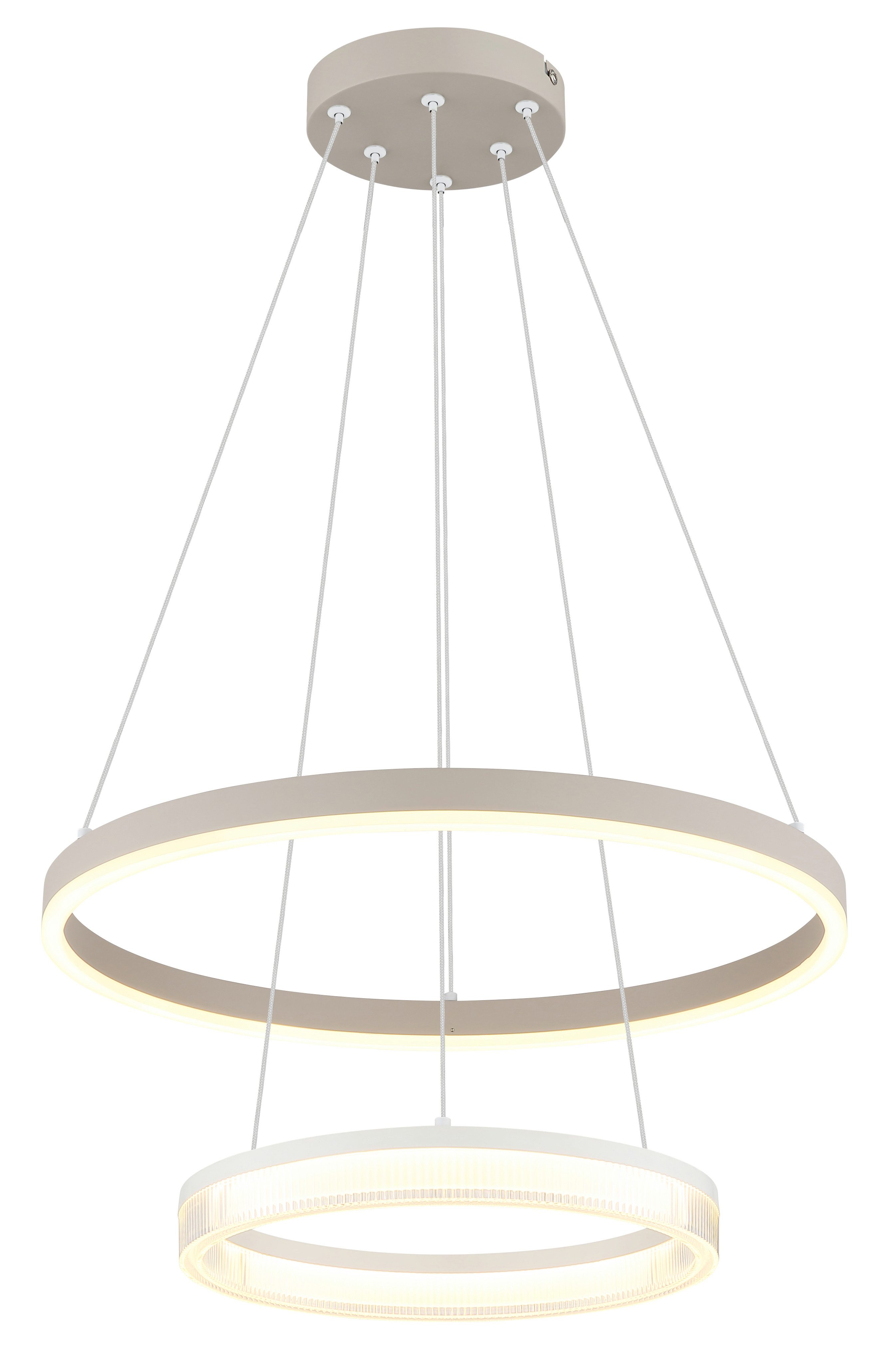 GLOBO LIGHTING Hängeleuchte ZARA, LED fest integriert, Warmweiß, Sandfarbene Hängeleuchte mit Acryl transparent, LED 30W, ø 500mm