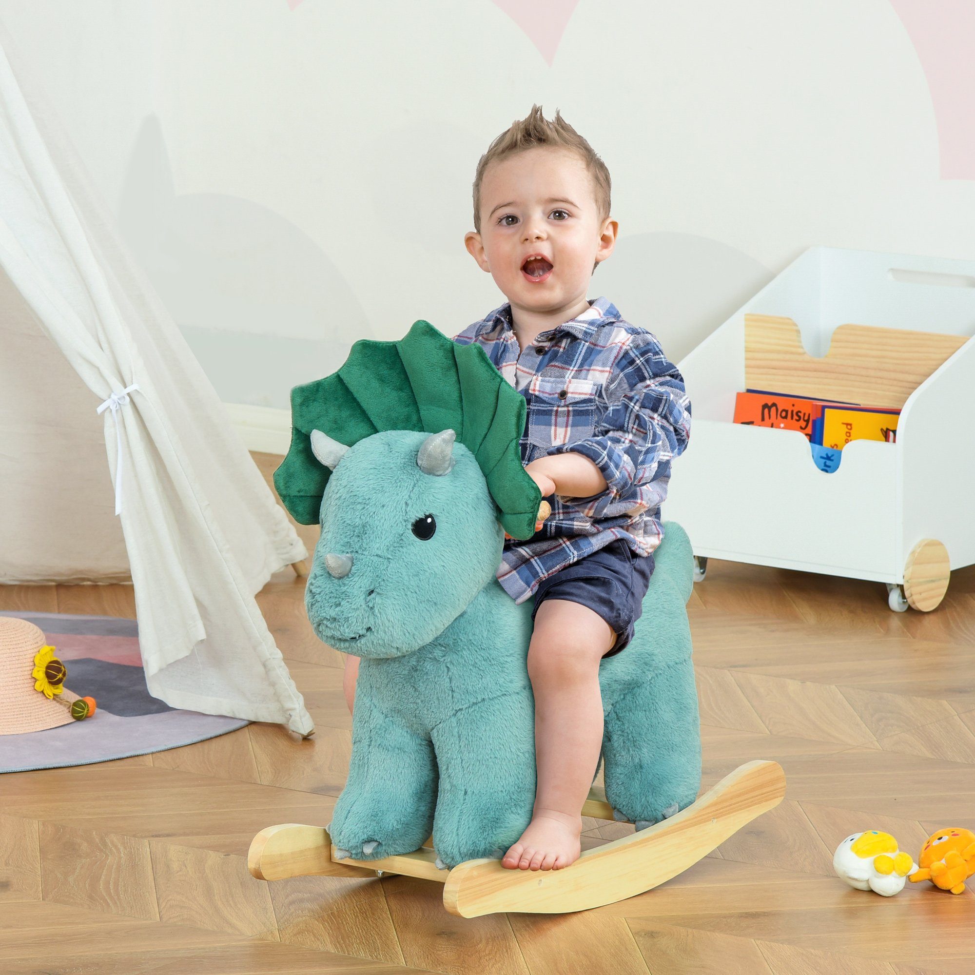 HOMCOM Schaukeltier Schaukelpferd, (1 tlg), Dunkelgrün günstig online kaufen