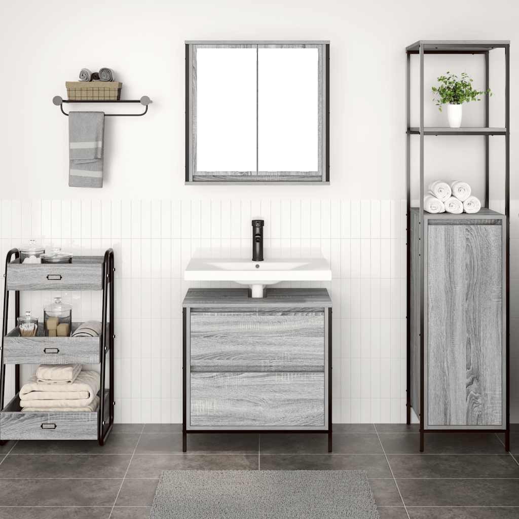 vidaXL Badezimmer-Set 2-tlg. Badmöbel-Set Grau Sonoma günstig online kaufen