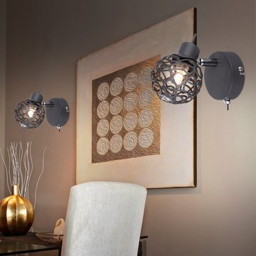 etc-shop LED Wandleuchte, Leuchtmittel inklusive, Warmweiß, Kristall Wand Lampe Alu Geflecht Strahler Wohn Zimmer Spot-