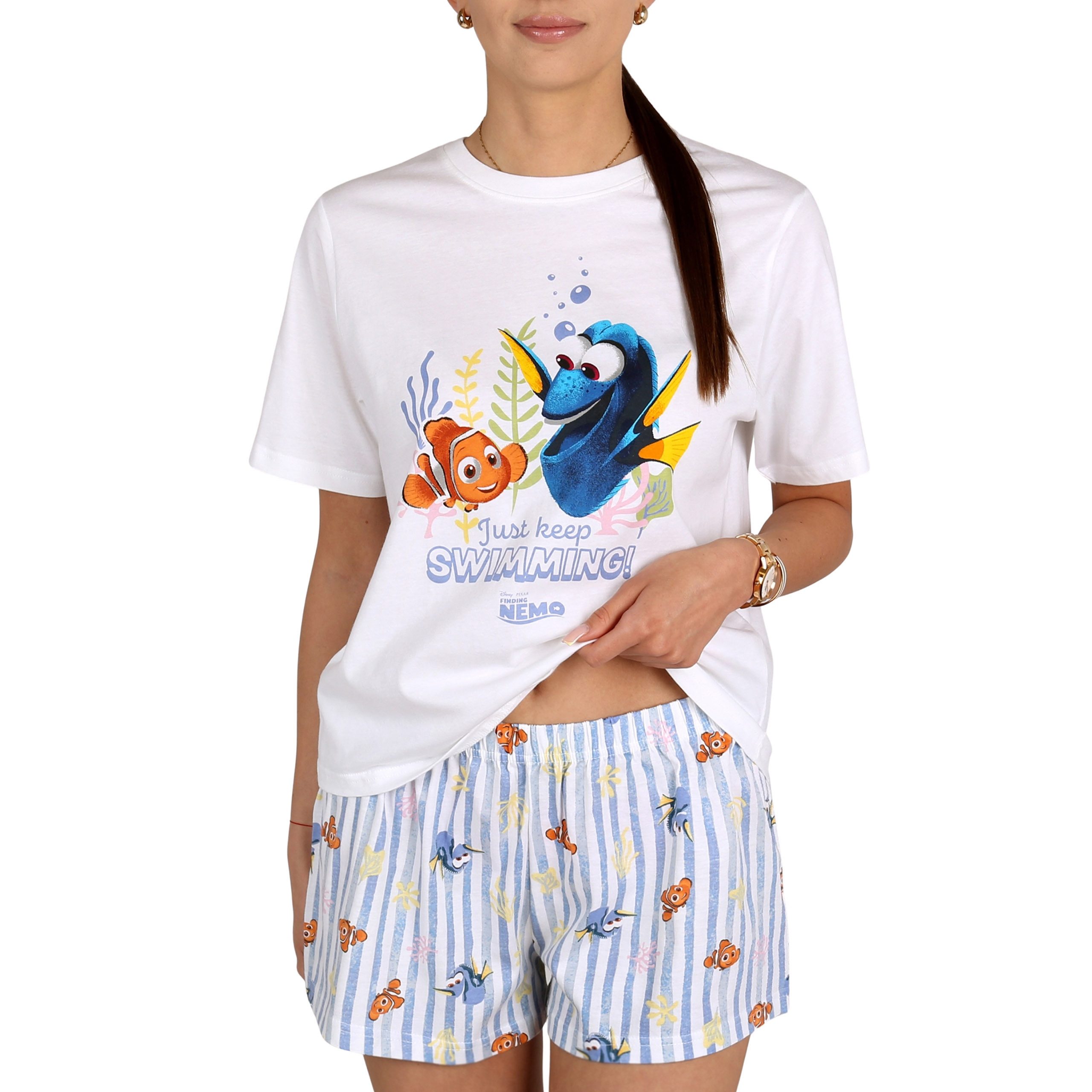 Disney Pyjama DISNEY Findet Nemo Damenpyjama aus Baumwolle kurzarm