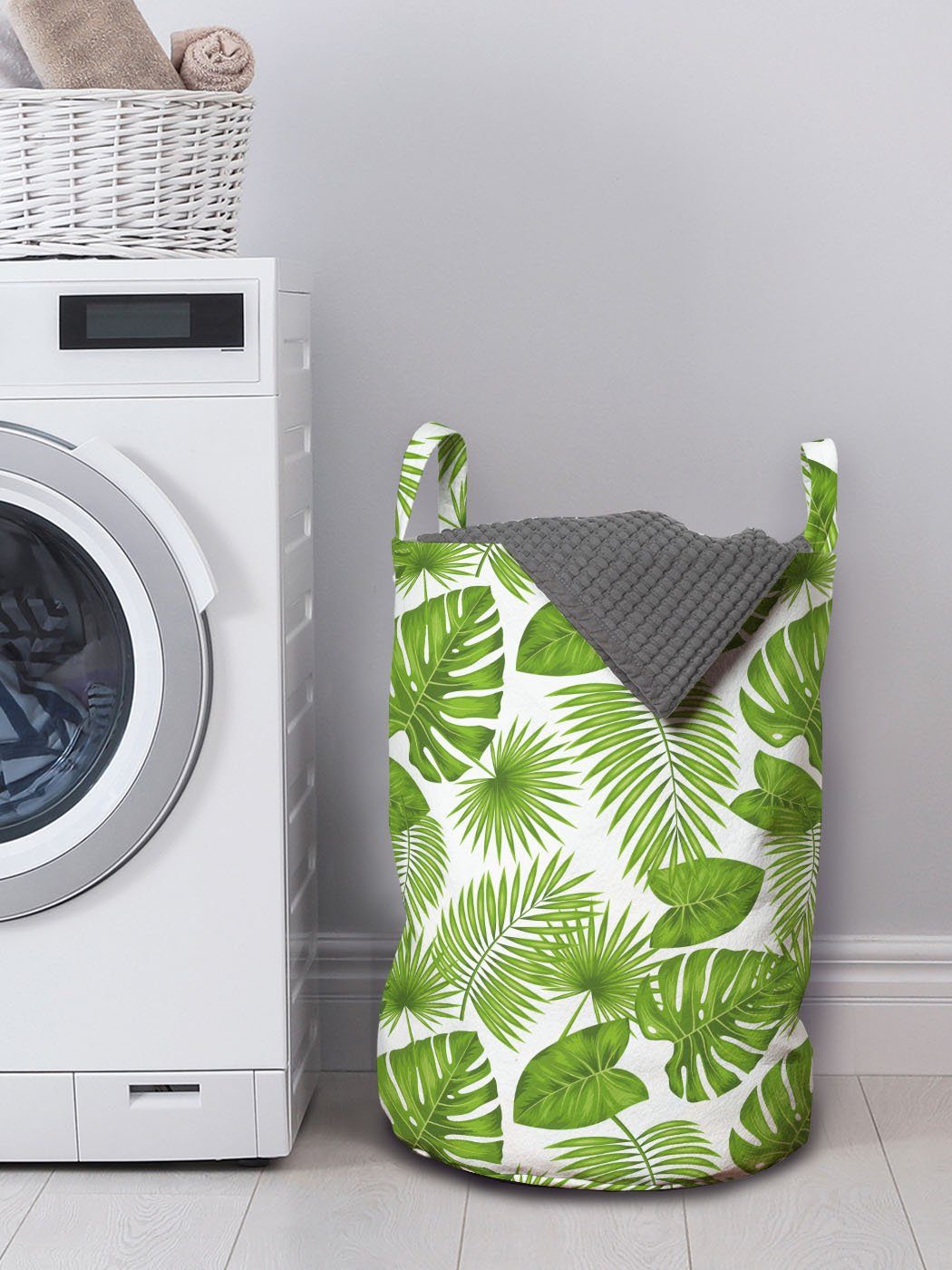 Wäschekorb für Leaves Wäschesäckchen Griffen Kunst mit Exotisch Forest Abakuhaus Kordelzugverschluss Waschsalons, Tropical