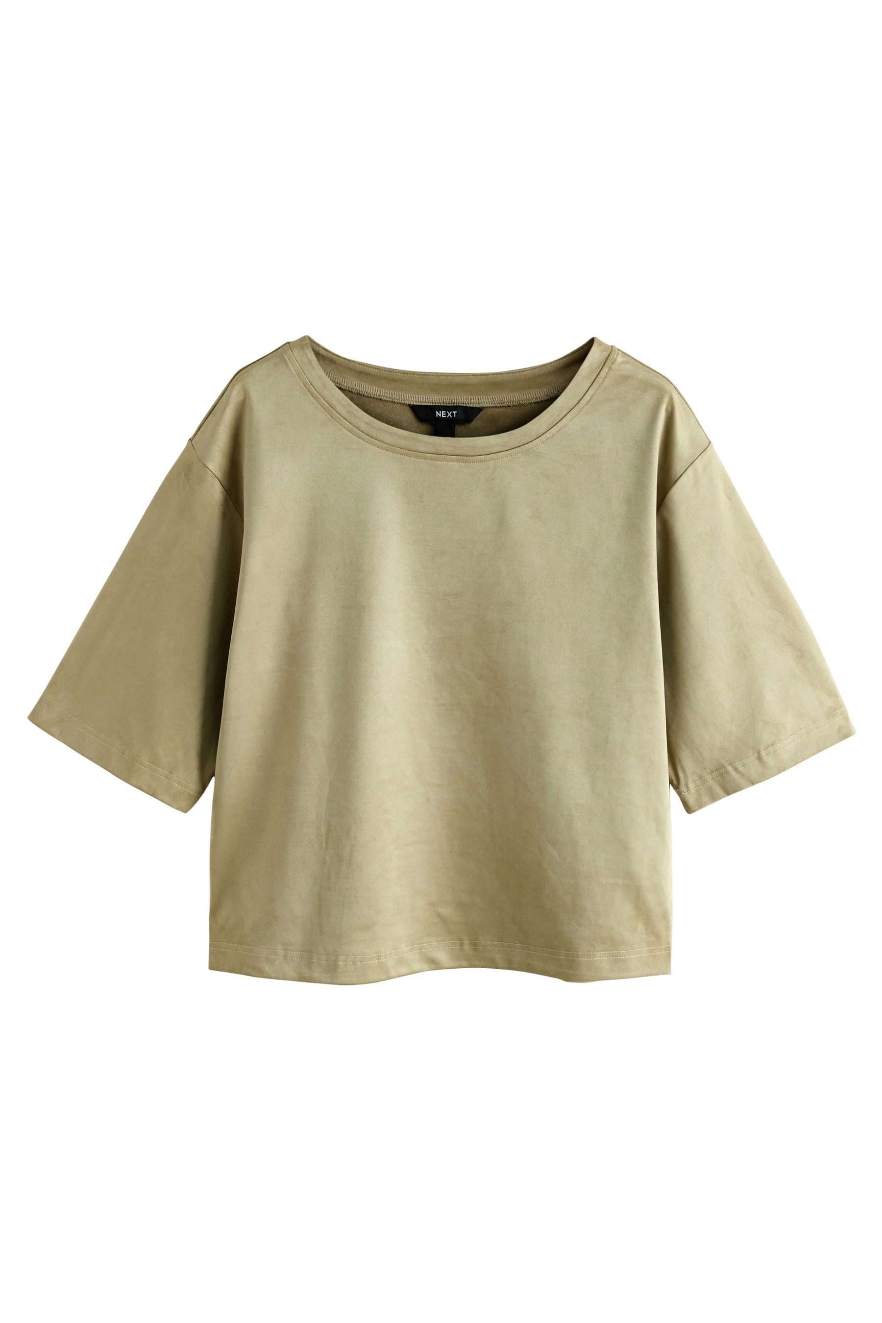 Next T-Shirt Weiches, kastiges T-Shirt aus Veloursleder (1-tlg) günstig online kaufen