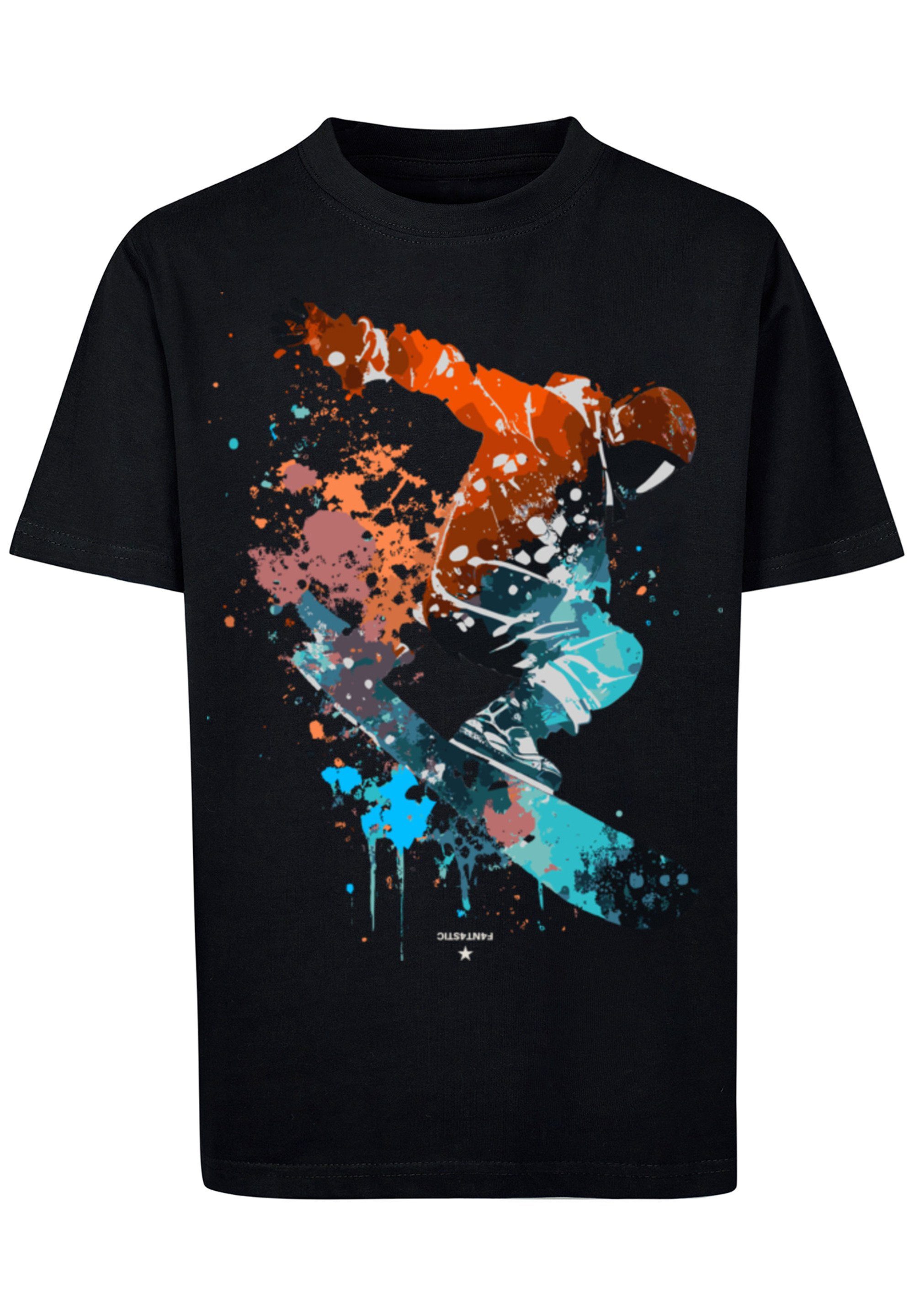 schwarz Snowboarder T-Shirt F4NT4STIC Print