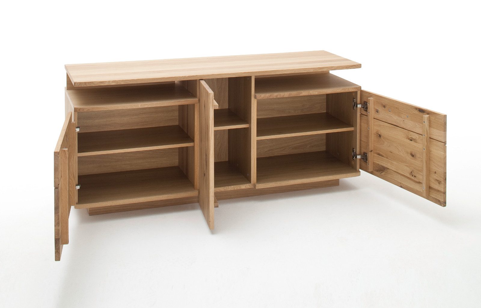 Empinio24 TV-Bank Santa Fe, Breite 150 cm, Eiche teilmassiv bianco, mit 3 Türen und 2 Fächern