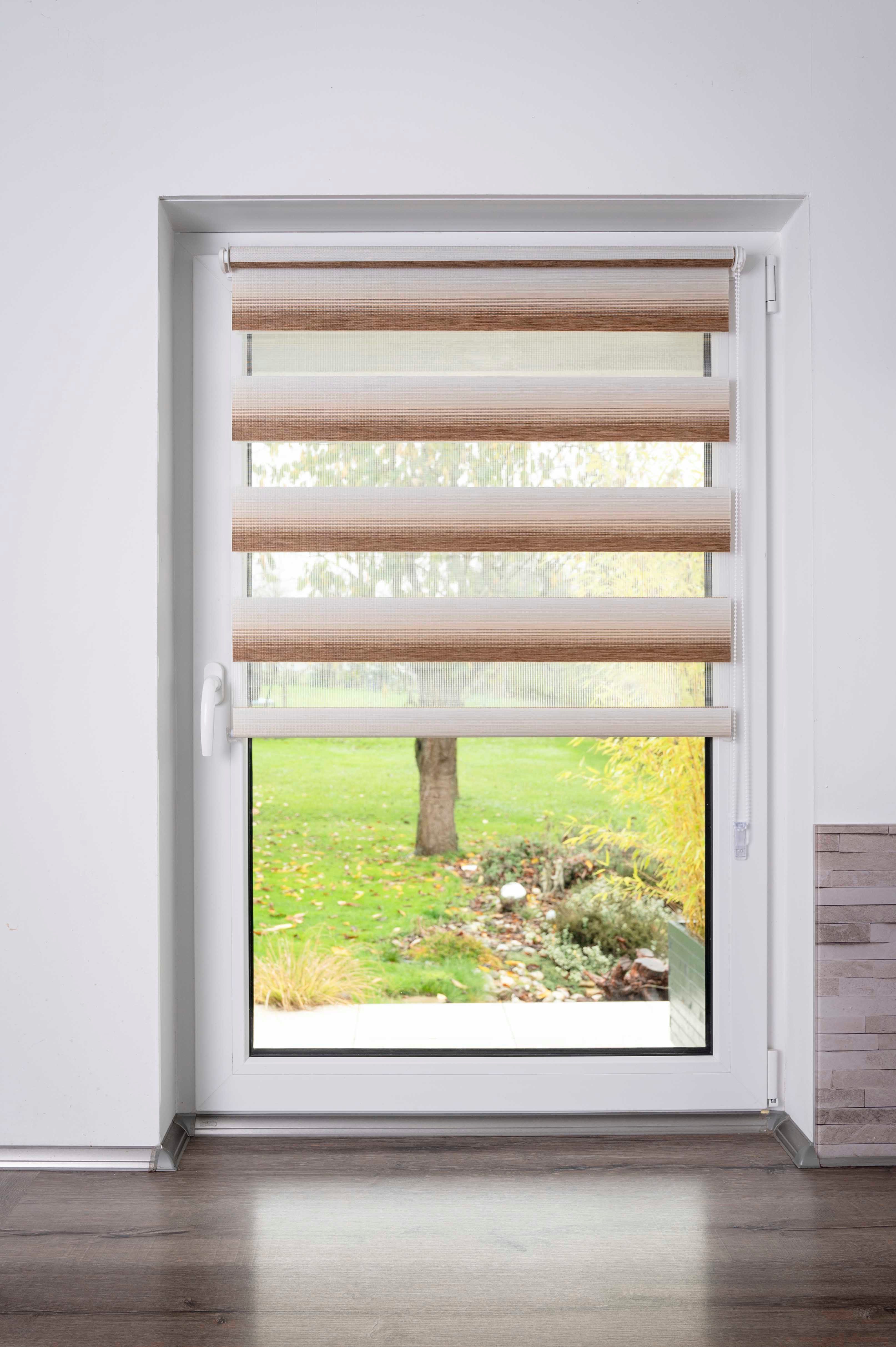 Doppelrollo mit schönen Farbverlauf, K-HOME, Lichtschutz, ohne Bohren, freihängend, Klemmfix