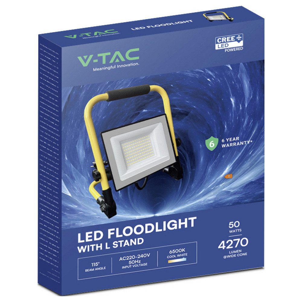 V-TAC LED Flutlichtstrahler V-TAC VT-44049 242196 Baustrahler EEK: F (A - G) 50 W Leuchtfarben: We