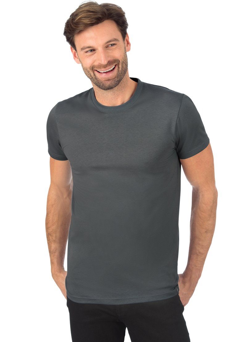 Trigema T-Shirt TRIGEMA Slim Fit T-Shirt aus DELUXE Baumwolle anthrazit