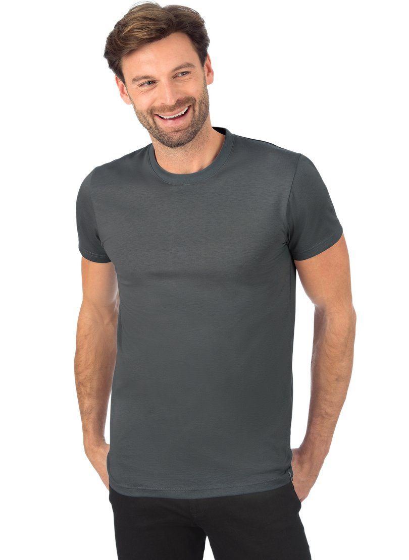 Baumwolle T-Shirt DELUXE T-Shirt Slim TRIGEMA anthrazit Fit Trigema aus