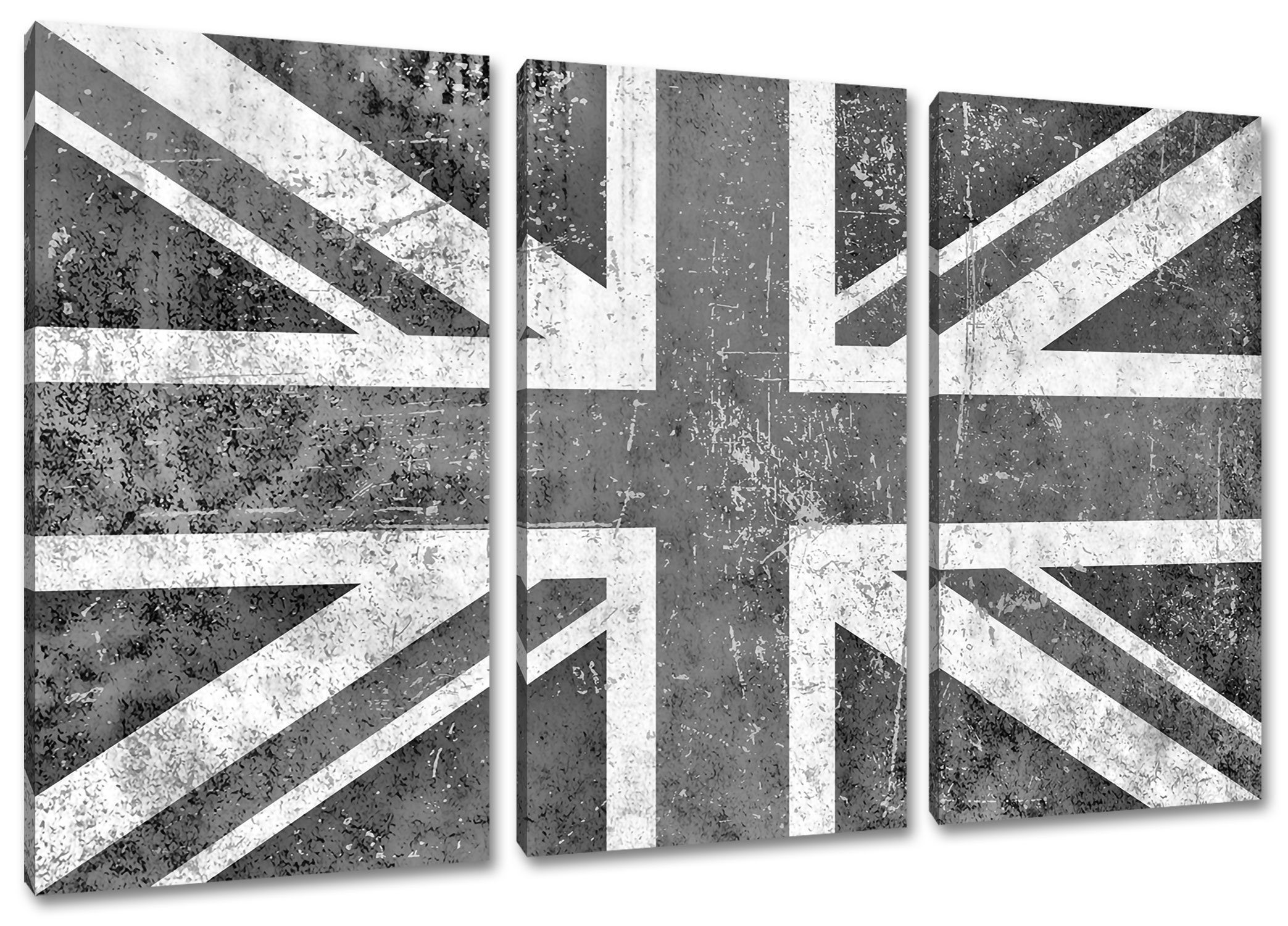 Pixxprint Leinwandbild Union Jack, Union Jack 3Teiler (120x80cm) (1 St), Leinwandbild fertig bespannt, inkl. Zackenaufhänger