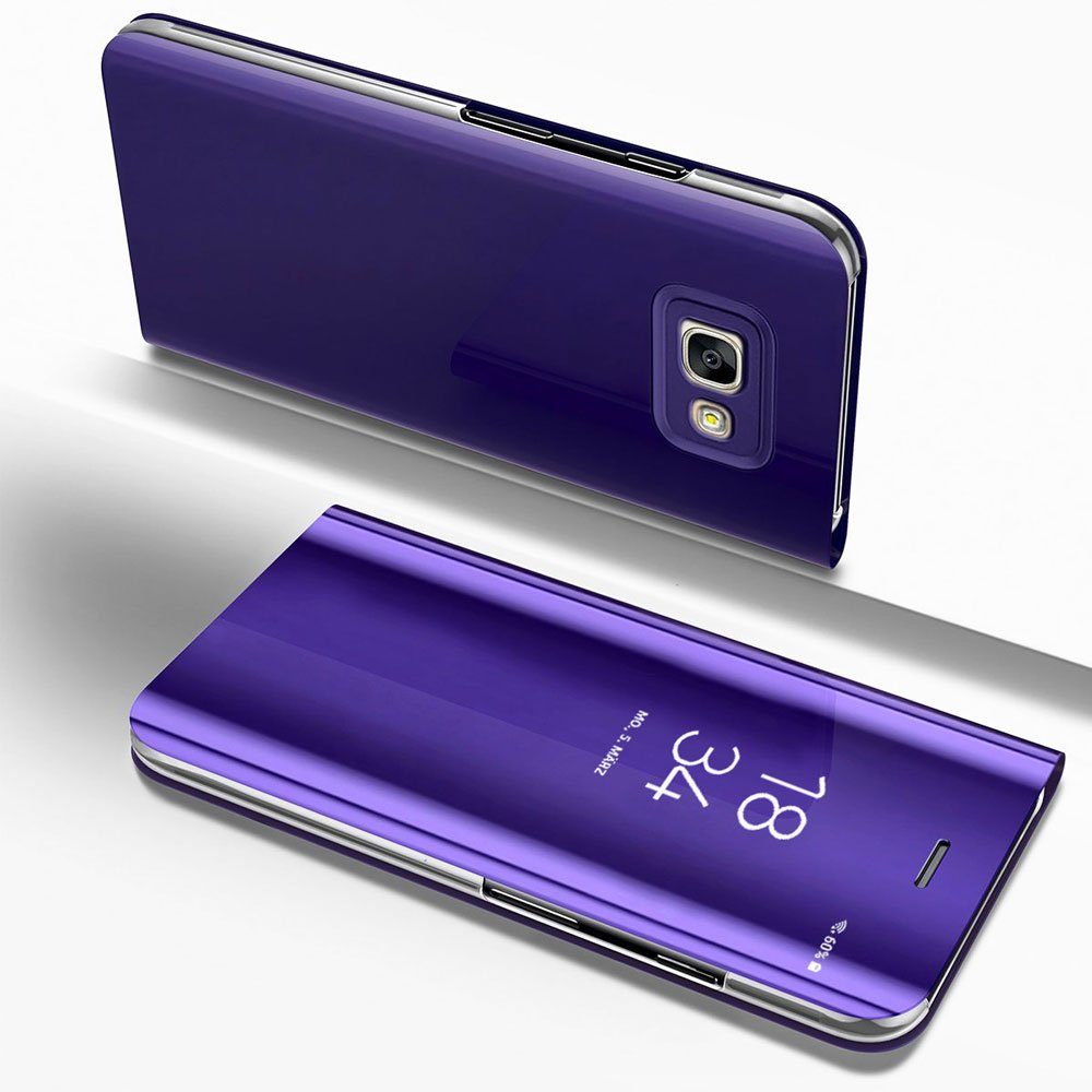 FITSU Handyhülle Spiegel Hülle für Samsung Galaxy A3 2017 Handytasche, Schlanke Klapphülle, elegantes Flipcase, Handyhülle mit Standfunktion