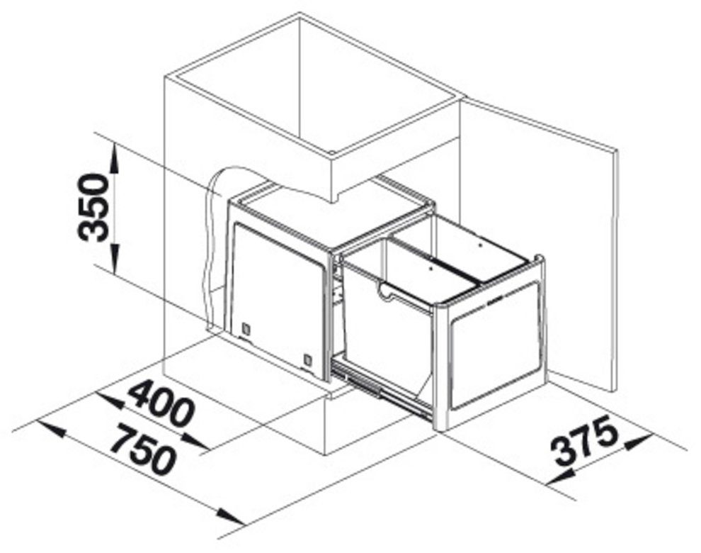 Blanco Mülltrennsystem Botton Pro 45/3, manuell, Kunststoff, 60 mm Untermass