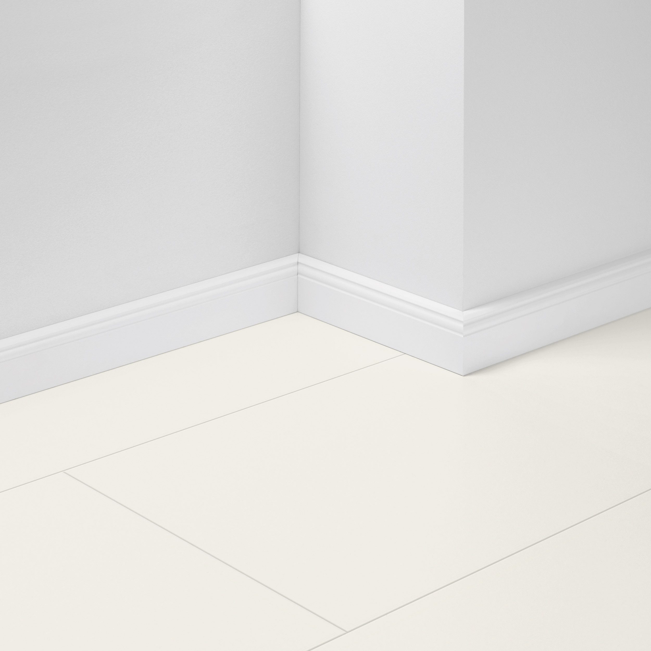 PARADOR Sockelleiste Hl 1 Uni weiß D002, L: 220 cm, H: 6.5 cm, Made in Germany, 1-St., Nachhaltig, Angelehnt an Farbton RAL9016, Verwindungsfrei, hochwertiger MDF-Kern