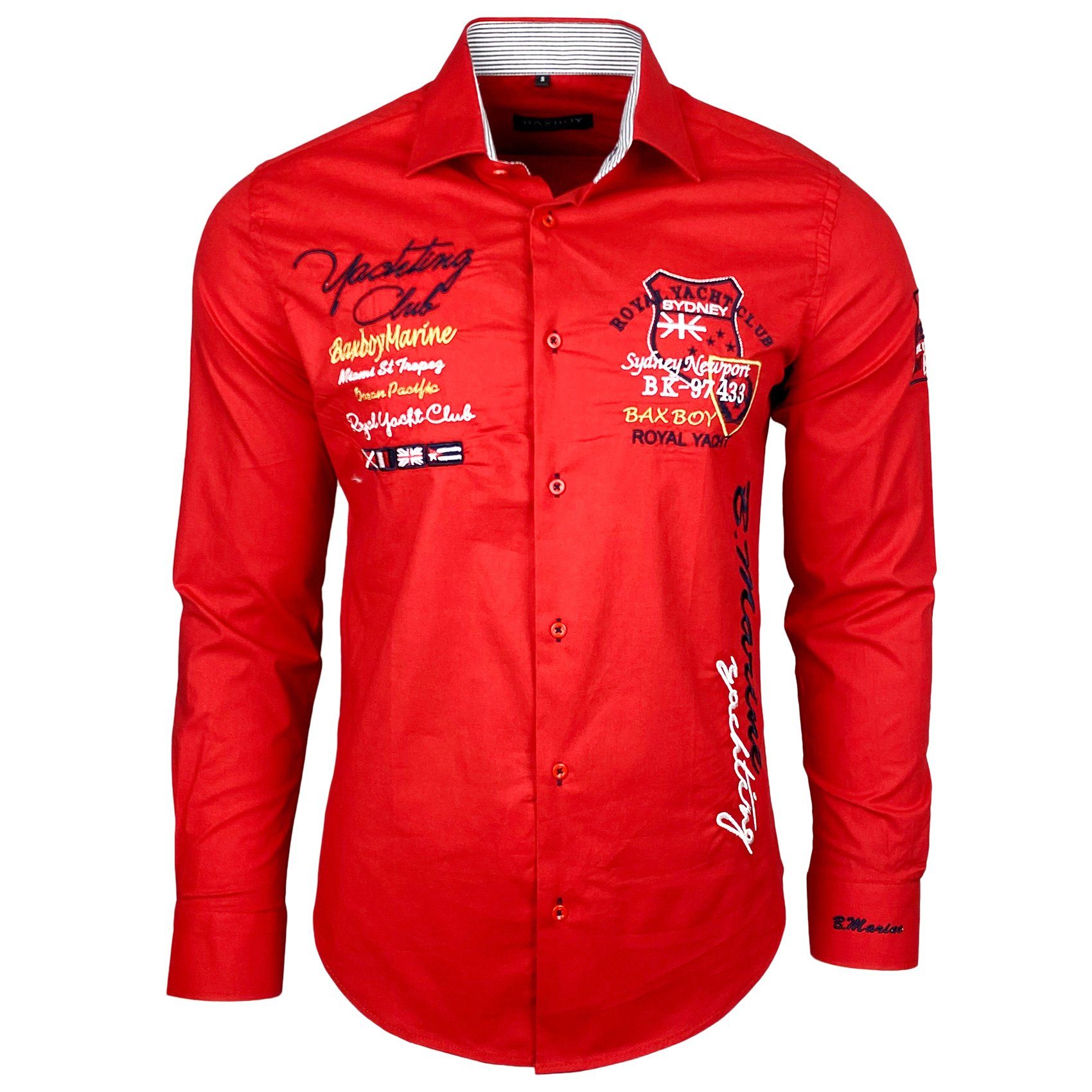 Baxboy Langarmhemd Baxboy Edel Dezent Herren Hemd Stickerei Hemden Kontrast günstig online kaufen