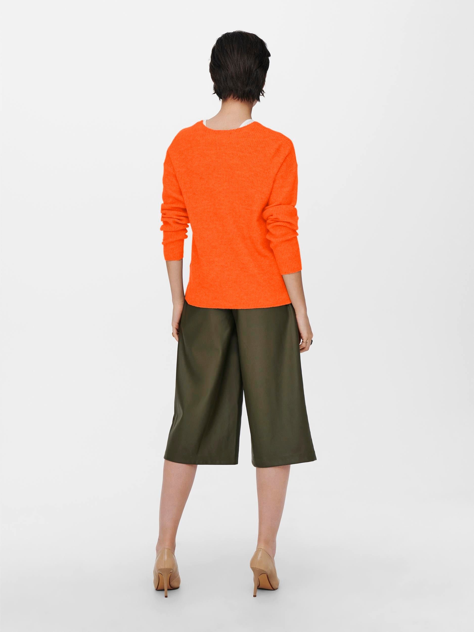 (1-tlg) V-Ausschnitt-Pullover ONLY Orange Exotic Camilla