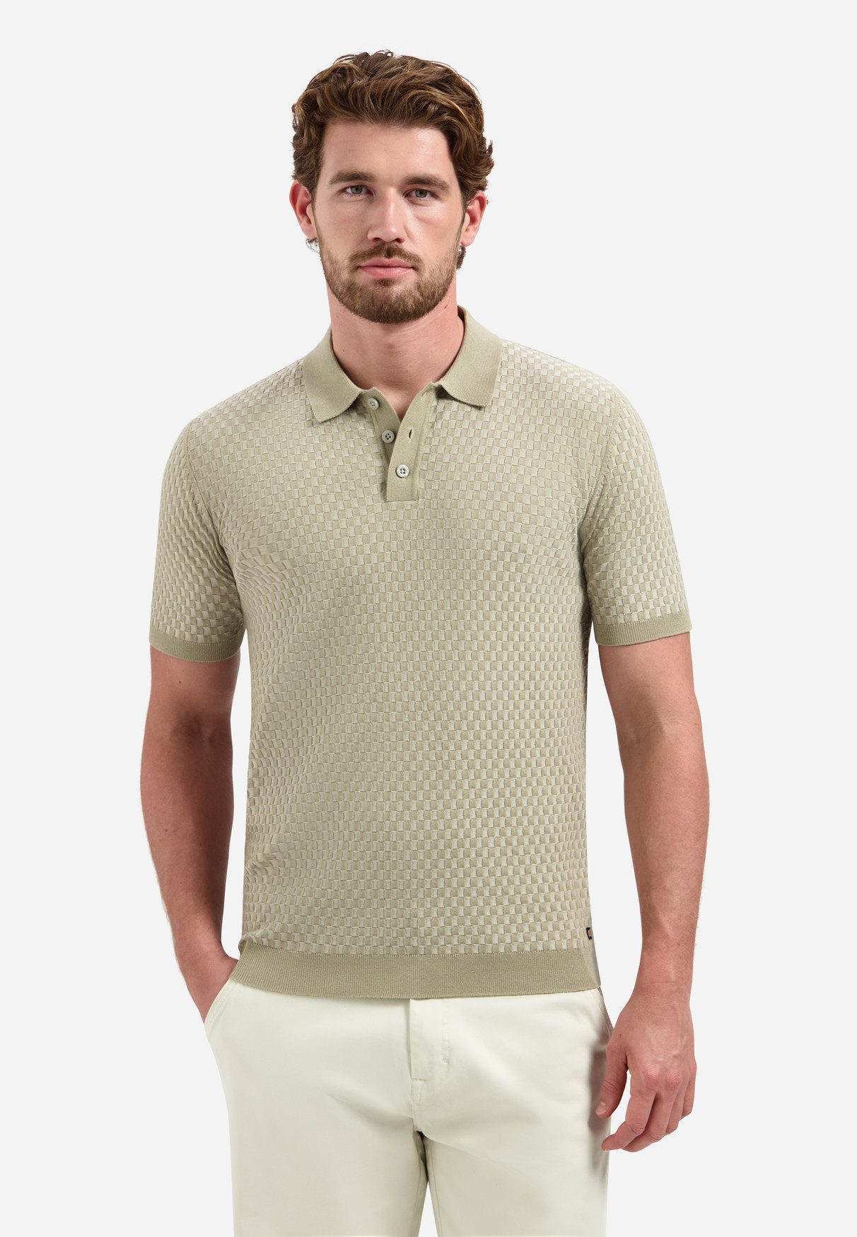 NO EXCESS T-Shirt Pullover Short Sleeve Polo, Taupe