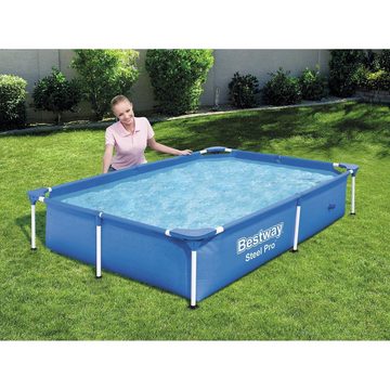 Bestway Quick-Up Pool Steel Pro Frame Swimmingpool mit Pumpe rechteckig 221x150x43cm