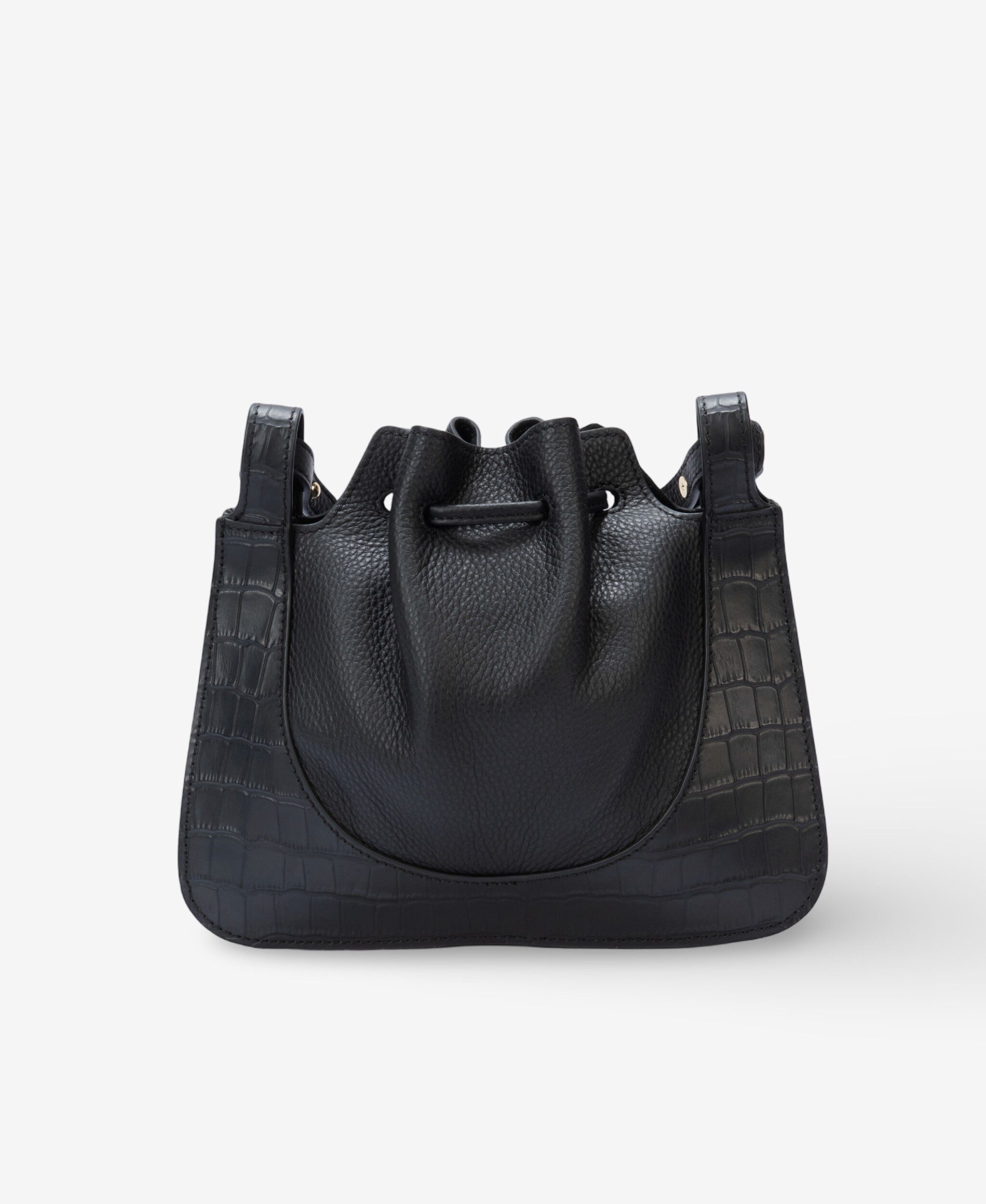 GLAMIRA Handtasche PetiteGlam Schwarze Schultertasche (1-tlg), echt Leder, Krokodilprägung