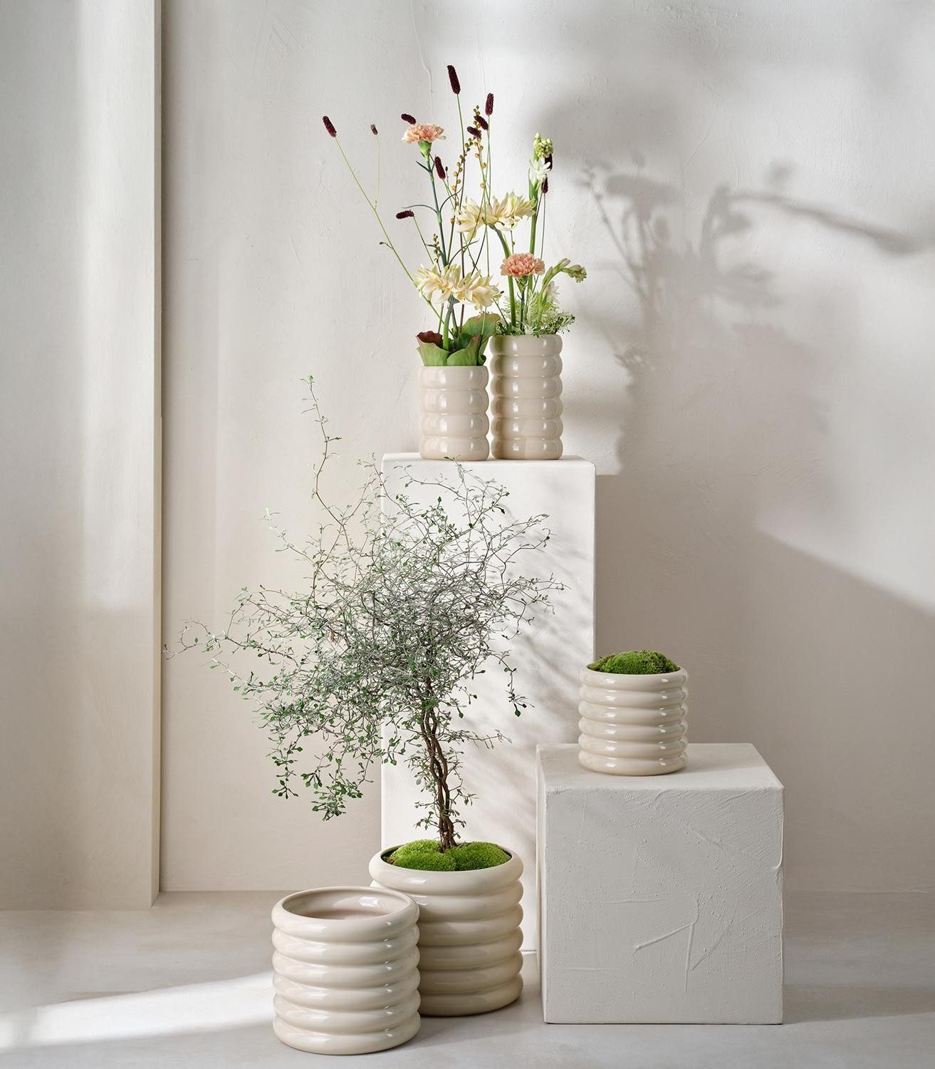 ASA SELECTION Tischvase Vase LOOPY, Beige, Ø 10 x H 16 cm, (1 St), Steingut