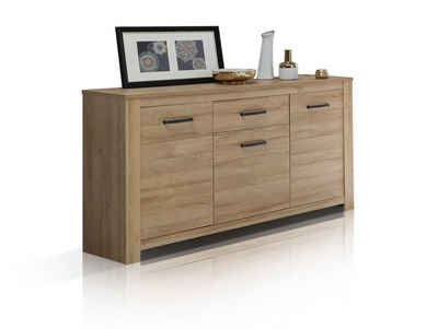 Moebel-Eins Kommode, HUDSON Sideboard 3 Türen+1 Schubkasten, Material Dekorspanplatte, alteichefarbig