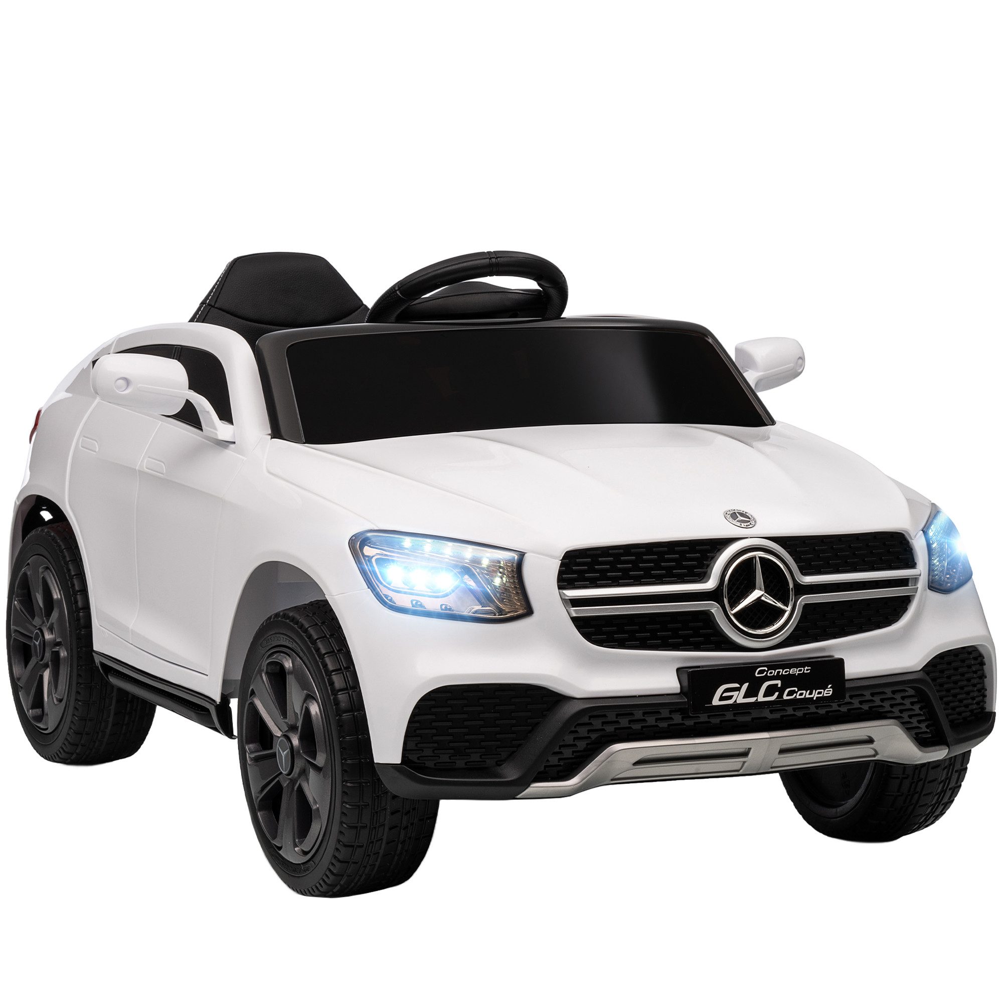 AIYAPLAY Elektro-Kinderauto mit 2,4 GHz Fernbedienung 2 Motor MP3 LED Musik Hupe Softstart, Belastbarkeit 25 kg, (1-tlg), 12V Kinder Elektroauto für 3-6 Jahre 3-5 km,h Weiß