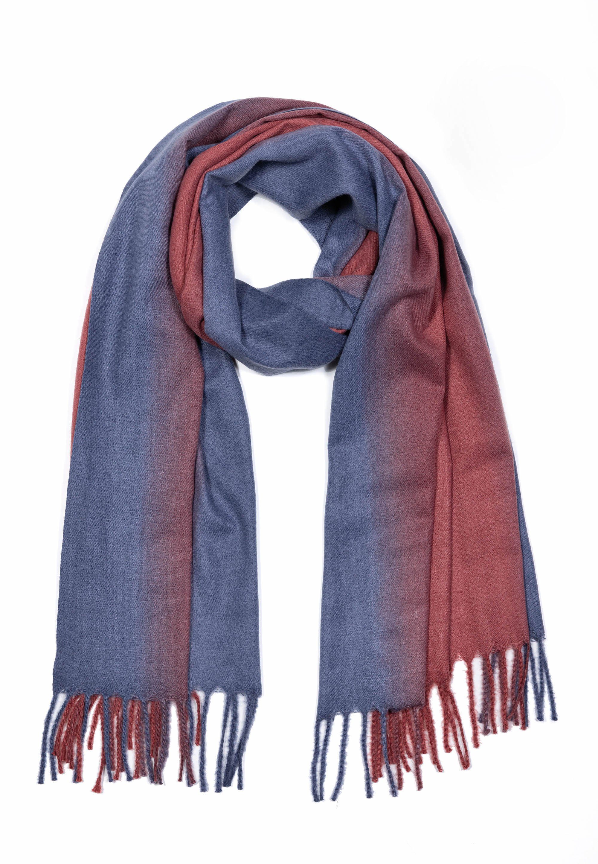 Schal warmer, weicher Winterschal mit Fransen