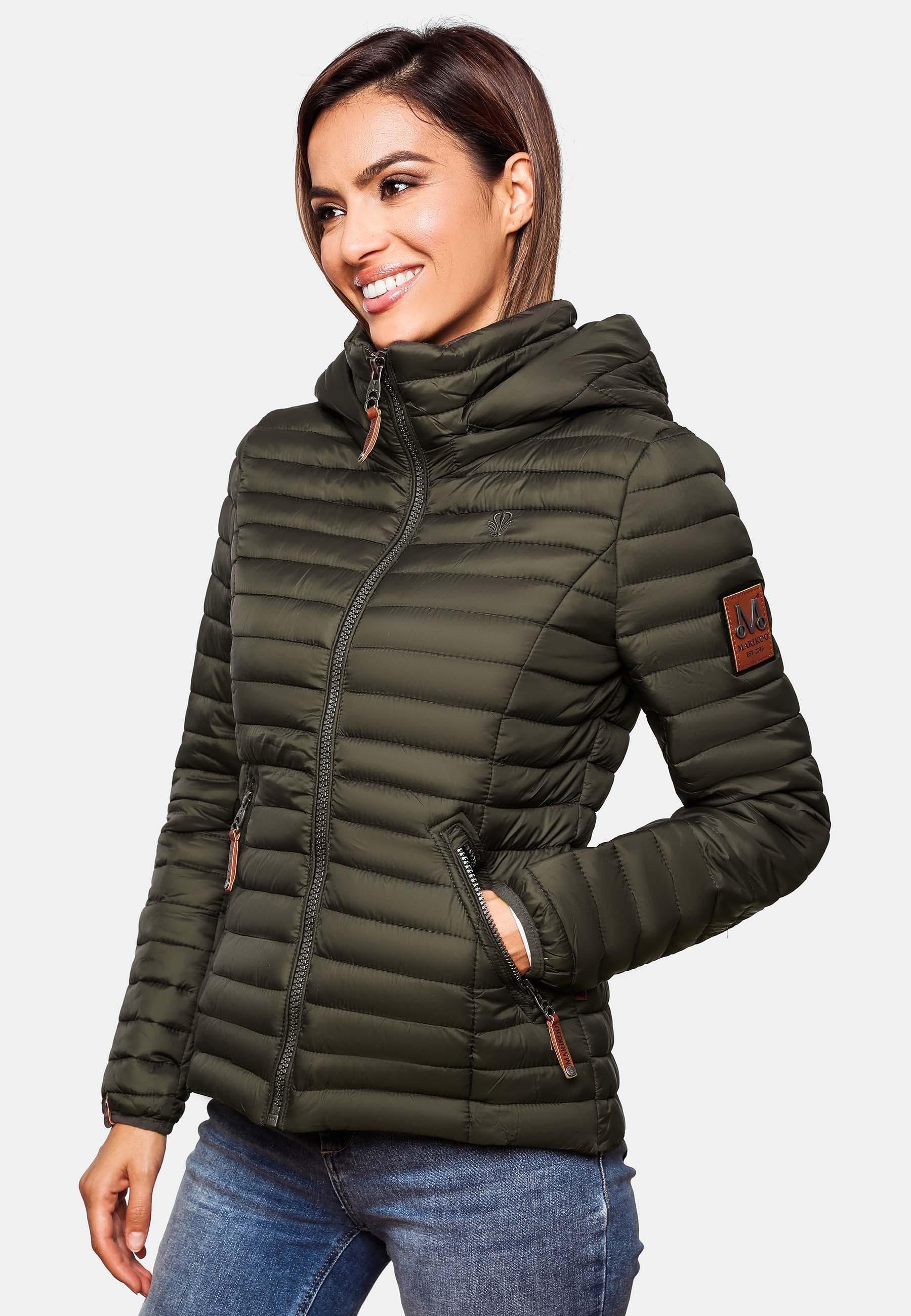 Steppjacke mit stylische abnehmbarer olivgrün Löwenbaby Marikoo Kapuze Übergangsjacke