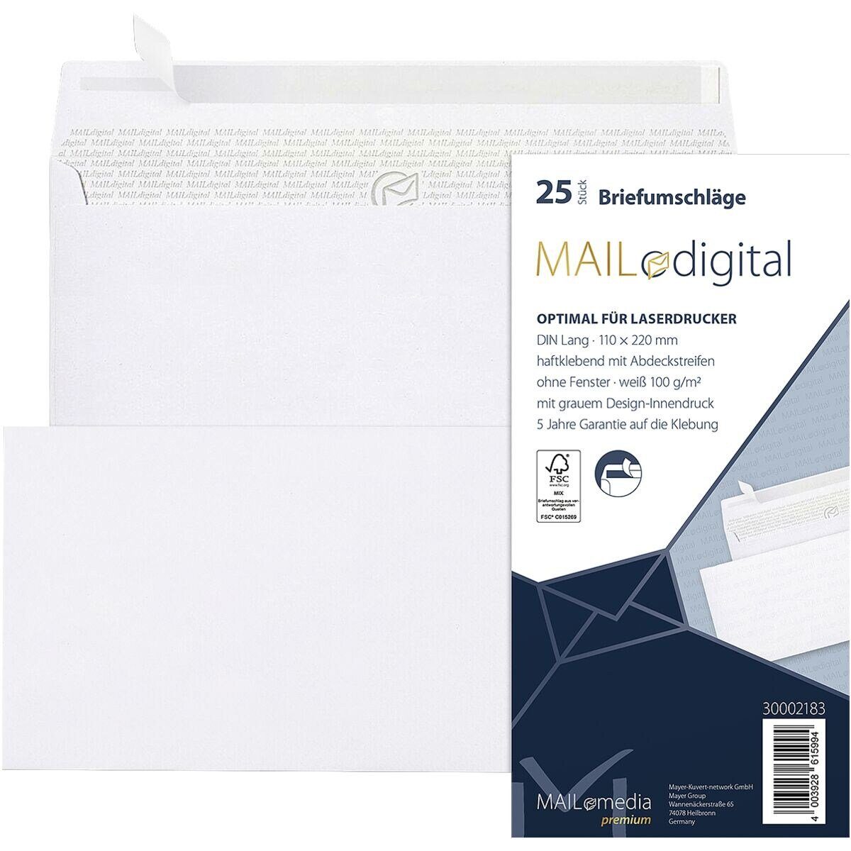MAILMEDIA Briefumschlag Maildigital, DIN lang, ohne Fenster, haftklebend