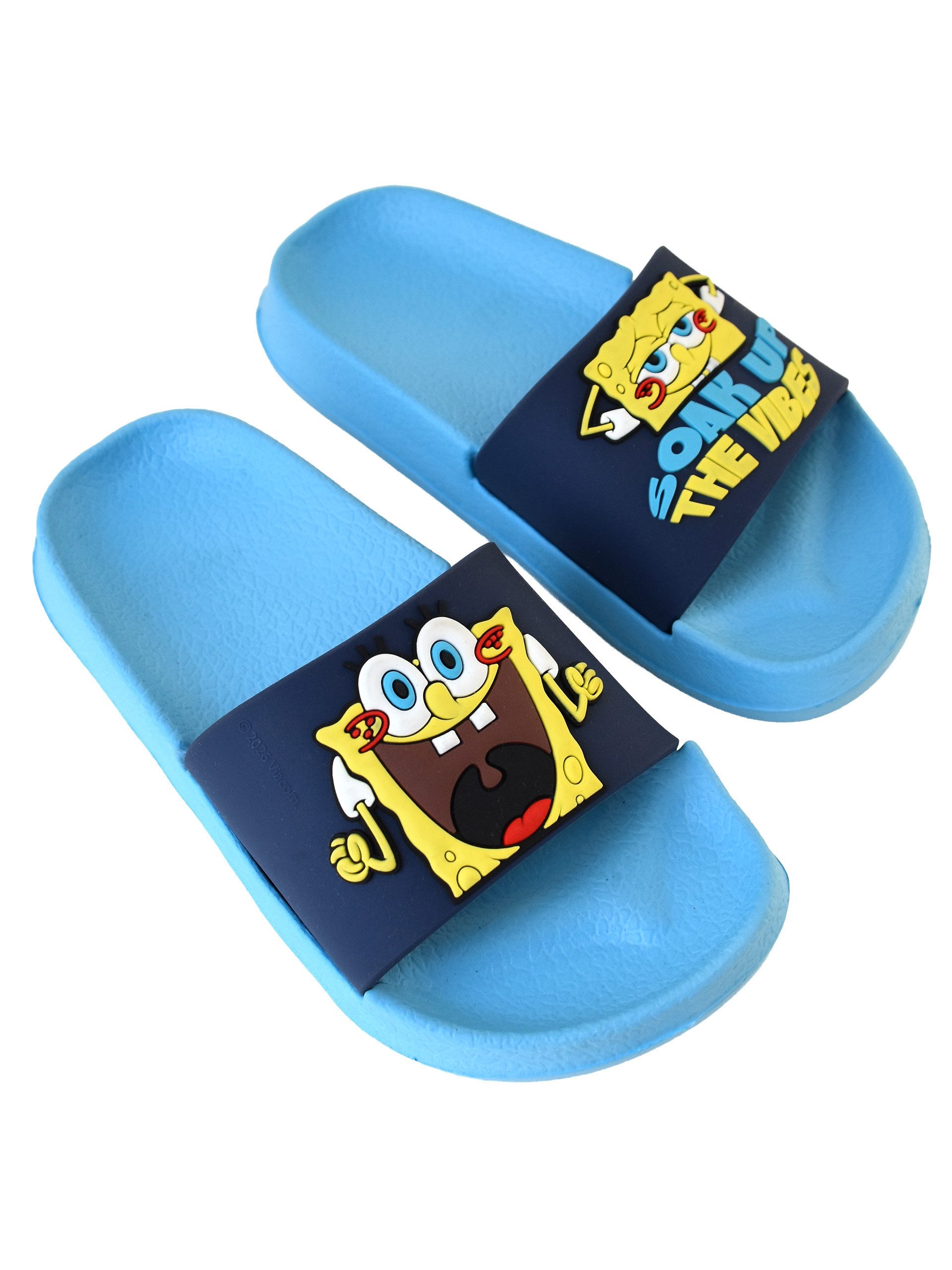 United Labels® Spongebob Schwammkopf 3D Badelatschen Soak up the Vibes Badeschlappen Badesandale