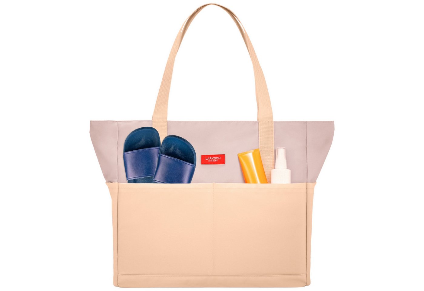 LARKSON Strandtasche Linn Strandtasche mit Reißverschluss (1-tlg), Große Beach Bag für Strand und Urlaub, Wasserabweisend